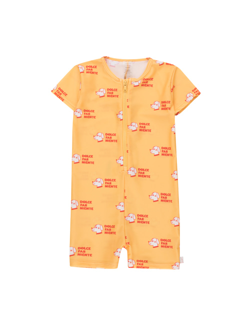 [Tiny Cottons] “DOGS” SWIM SS ONE-PIECE _ yellow/red[6Y]