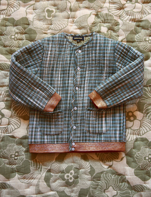 [BONJOUR DIARY] Quilted Jacket with Cotton filling _Ikat check