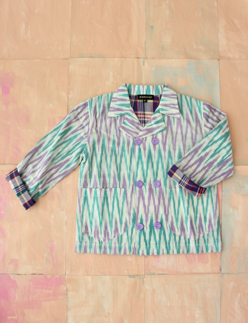 [BONJOUR DIARY] New Jacket _ Ikat violet / green [4Y, 6Y]