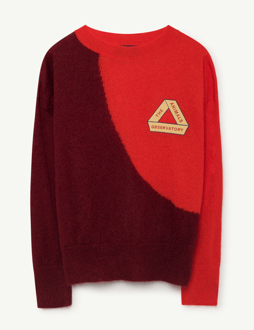 [T.A.O] BICOLOR BULL KIDS SWEATER DEEP RED TRIANGLE