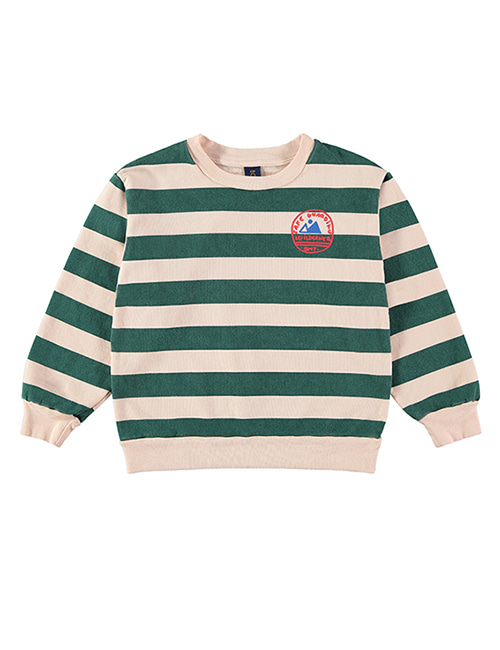 [BONMOT] Sweatshirt wide stripes _ Fog [4-5Y]