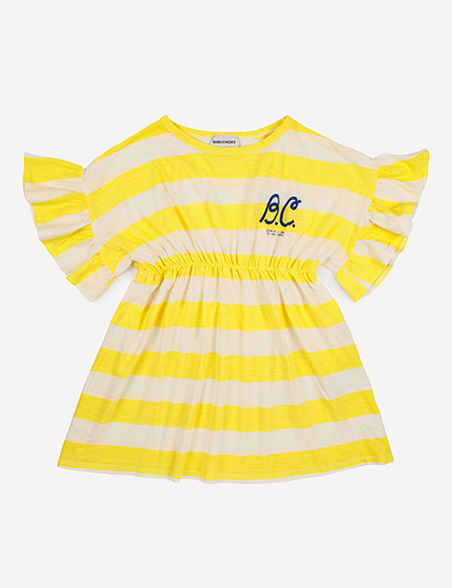 [BOBO CHOSES] Yellow Stripes ruffle dress [6-7y]