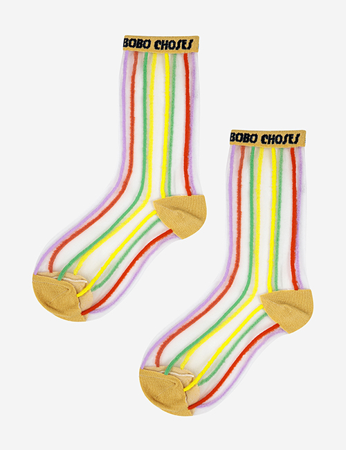[BOBO CHOSES] Color Stripes transparent short socks [  32-34]