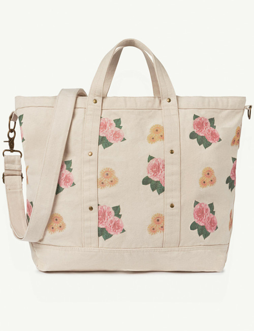 [T.A.O] BIG CANVAS ONESIZE BAG  WHITE FLOWERS