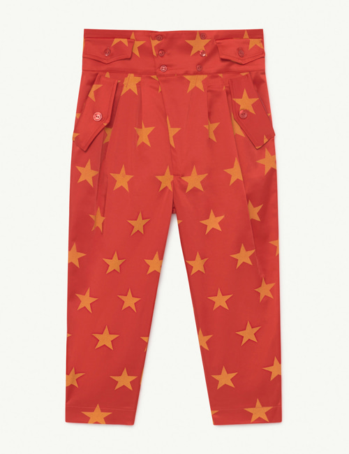 [T.A.O] CAMEL SATIN KIDS TROUSERS RED STARS