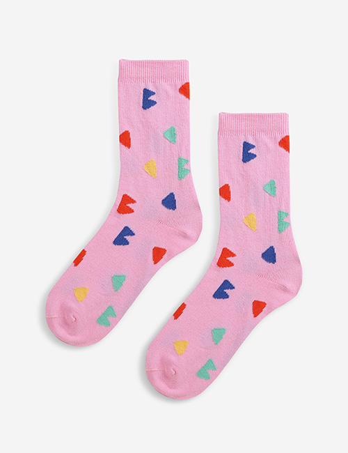 [BOBO CHOSES]  B.C all over pink long socks [23-25, 26-28, 29-31, 32-34]