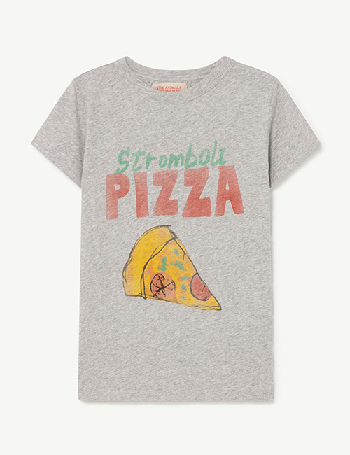 [T.A.O]  HIPPO KIDS T-SHIRT _ Grey Pizza [3Y, 4Y, 6Y, 12Y]