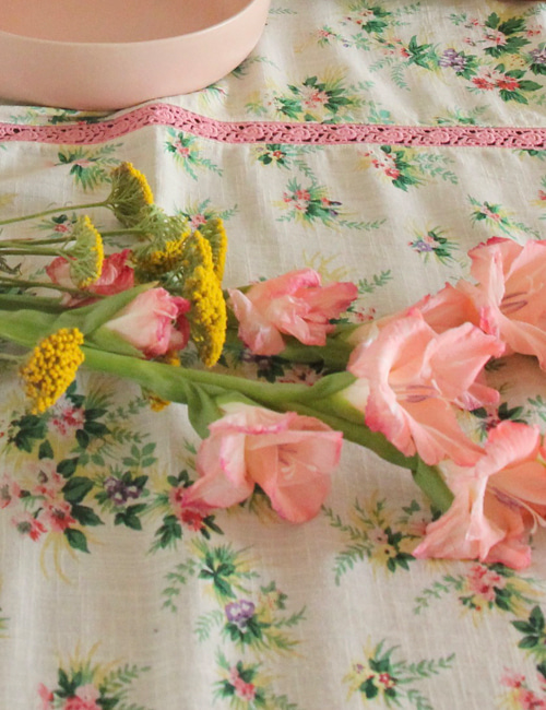 [BONJOUR DIARY] Table cloth with lace _ Tropical print