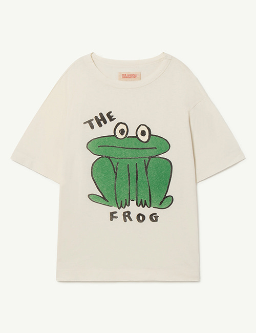 [The Animals Observatory] ROOSTER OVERSIZE KIDS+ T-SHIRT _ White_Frog