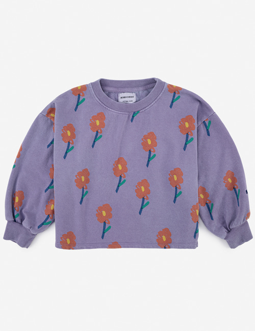 [BOBO CHOSES]  Flowers all over cropped sweatshirt [4-5Y, 6-7Y, 12-13Y]]