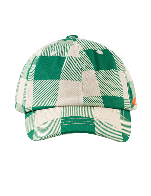 [TINY COTTONS]  CHECK CAP _ light cream/pine green
