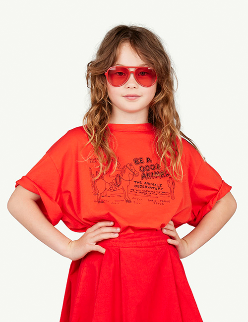 [The Animals Observatory]  ROOSTER OVERSIZE KIDS T-SHIRT Red [2Y, 3Y, 4Y, 6Y, 8Y, 10Y]