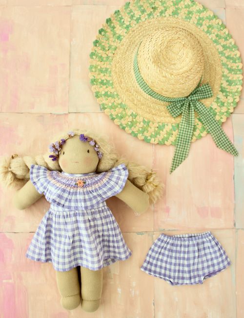 [BONJOUR DIARY] Doll Dress with panty _ Violet Gingham [Big]