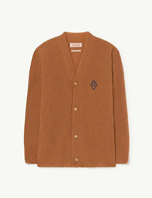 [The Animals Observatory] PLAIN RACOON KIDS+ CARDIGAN _ Brown_Logo