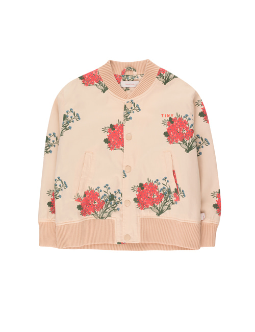[Tiny Cottons]“FLOWERS” LIGHT BOMBER JACKET _ cappuccino/red