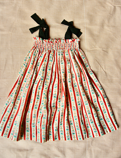 [Bonjour Diary] Long dress / Skirt  _ Wall paper stripe print slub cotton