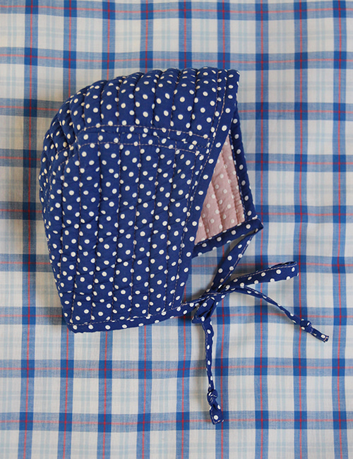 [Bonjour Diary] Reversible Baby Cap _ Pink/blue dot voile