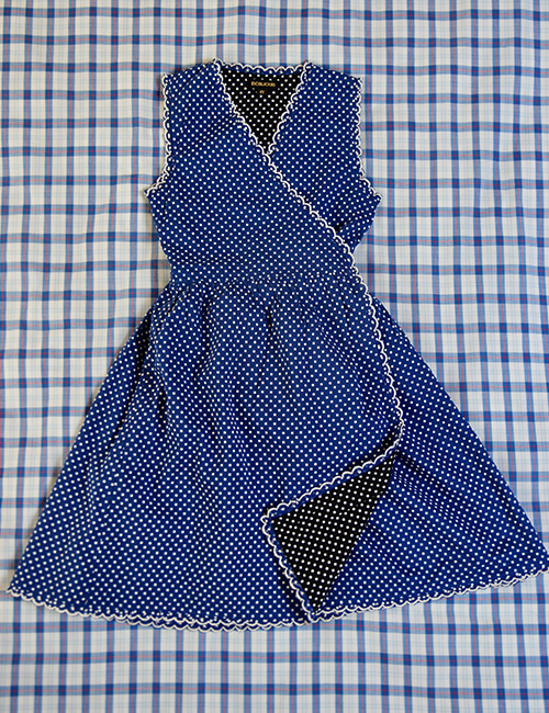 [Bonjour Diary] Reversible Wrap dress  _ Flash blue dot