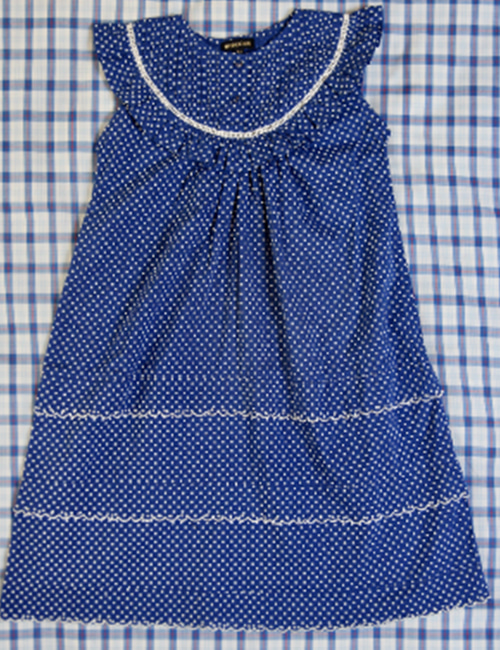 [Bonjour Diary] Sleeveless Romantic dress with festoon embroidery  _ Flash blue dot voile