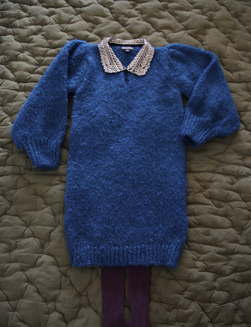 [BONJOUR DIARY] Dress with embroidered collar _ Blue