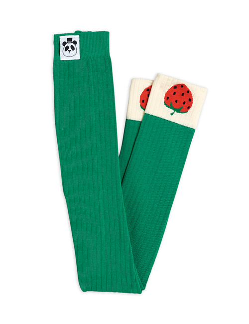 [MINIRODINI]Ribbed strawberry leggings _ green[68/74]