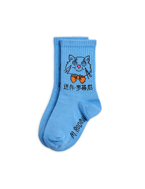[MINI RODINI] Cat socks _ Light Blue[20/23]