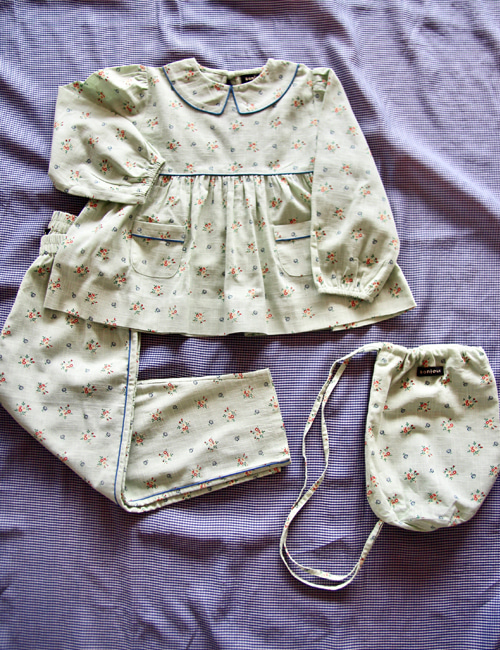 [BONJOUR DIARY] Girl pyjama set + bag _ Mint flower print