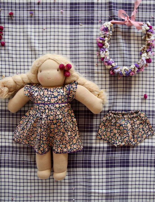 [BONJOUR DIARY] Doll dress with panty _ Blue flowers print[S, L]