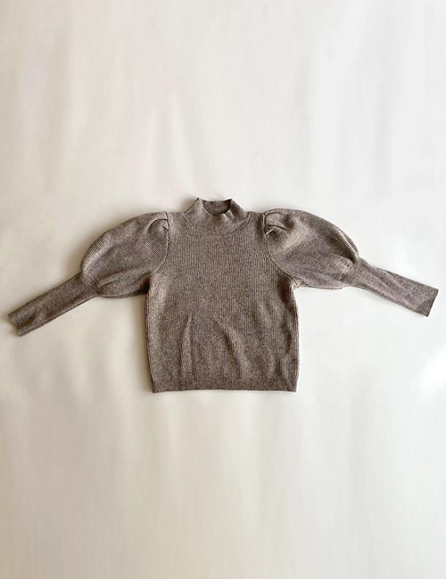 [MES KIDS DES FLEURS] Cashmere puff sleeve sweater _ taupe