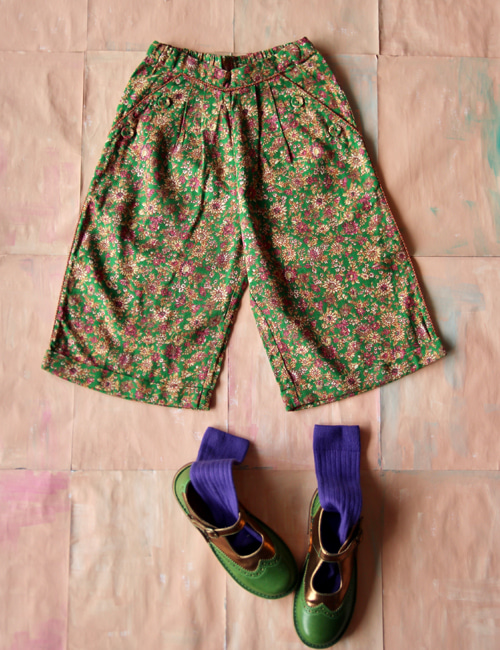 [BONJOUR DIARY]Large Pants _ Small pink flowers print[6Y, 8Y]