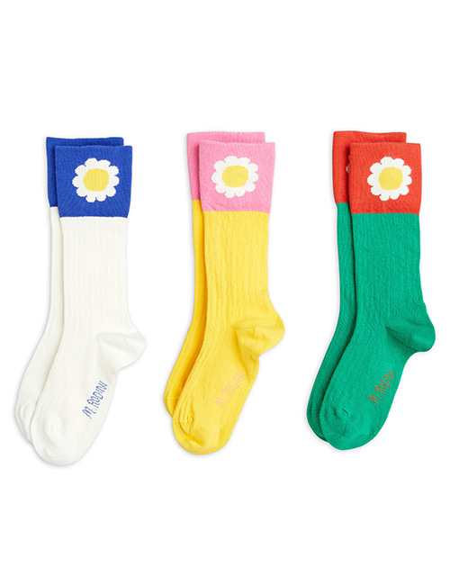 [MINI RODINI]  MR flower socks 3-pack _ Multi[20/23, 32/35]