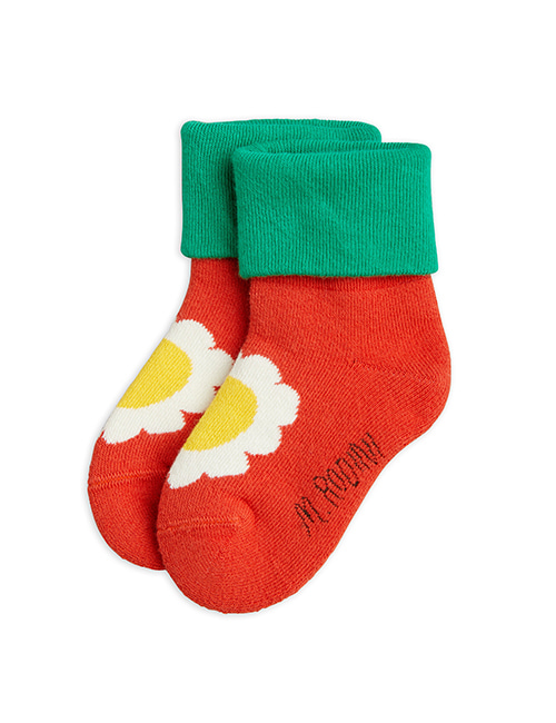 [MINI RODINI]  MR flower terry socks _ Orange[13/15, 16/19]