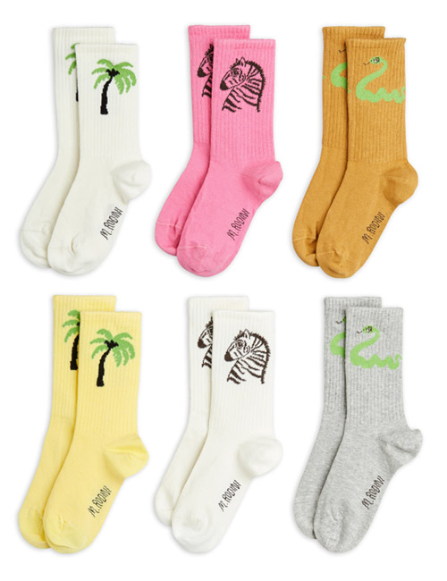 [MINI RODINI]Zebra socks 6-pack[20/23, 28/31, 32/35]