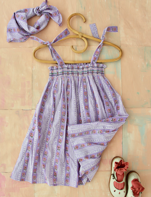 [BONJOUR DIARY] Skirt dress with 50*50 Scarf _ Wallpaper print [8y, 10Y]
