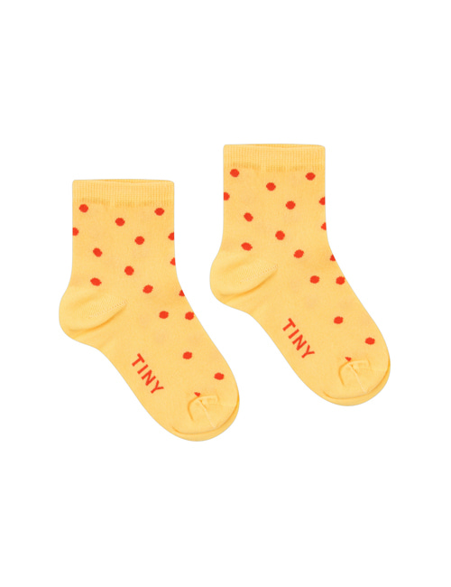 [TINY COTTONS]  DOTS QUARTER SOCKS _ canary/summer red