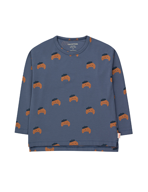 [TINY COTTONS] CROISSANTS TEE _ light navy/light brown [3Y, 4Y]