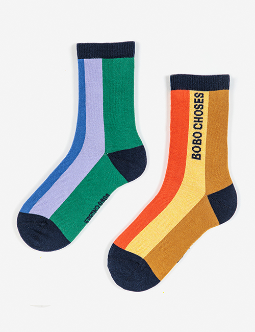 [BOBO CHOSES]  Multi color stripes long socks[23-25, 35-37]