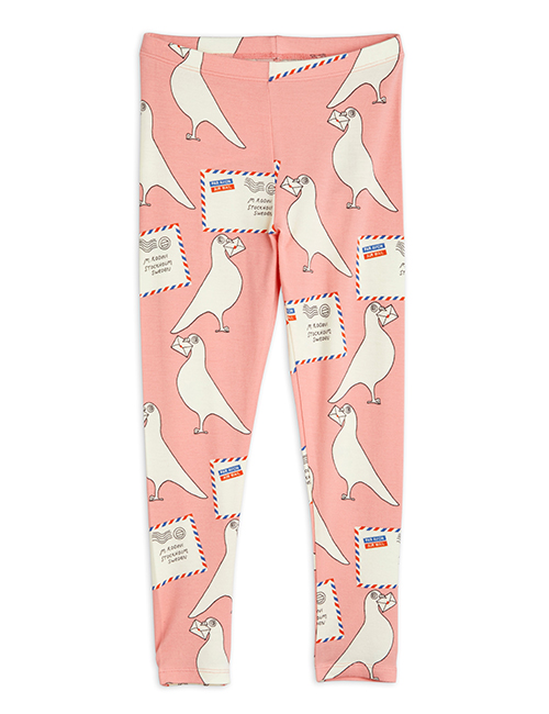 [MINI RODINI]  Pigeons tencel aop leggings _ Pink [ 80/86]