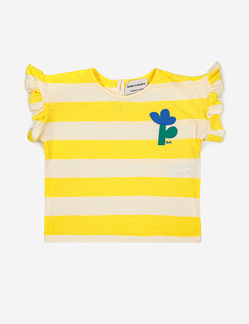 [BOBO CHOSES] Yellow Stripes ruffle T-shirt