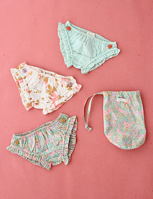 [BONJOUR DIARY] PANTY SET IN PANTY POUCH _ Pastel garden [8Y,10Y]