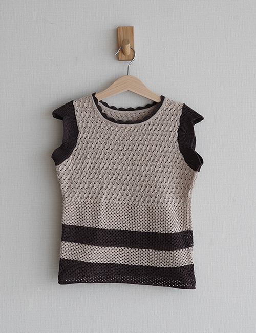[ MES KIDS DES FLEURS] Ruffled knit vest _ Brown (100%Cotton)