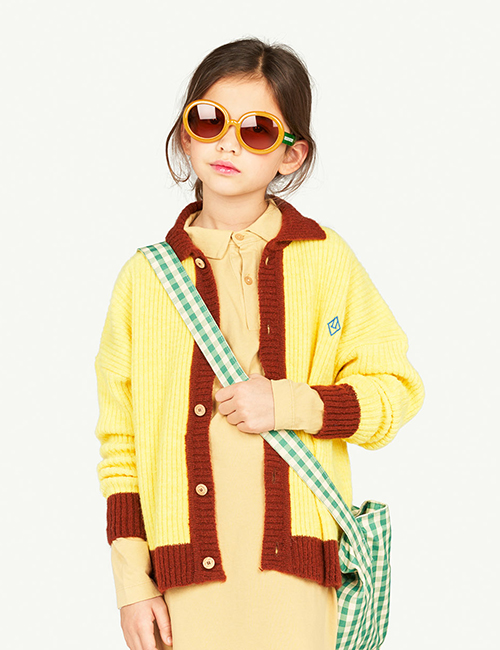 [The Animals Observatory]  BICOLOR TOUCAN KIDS CARDIGAN Yellow_Logo [6Y]