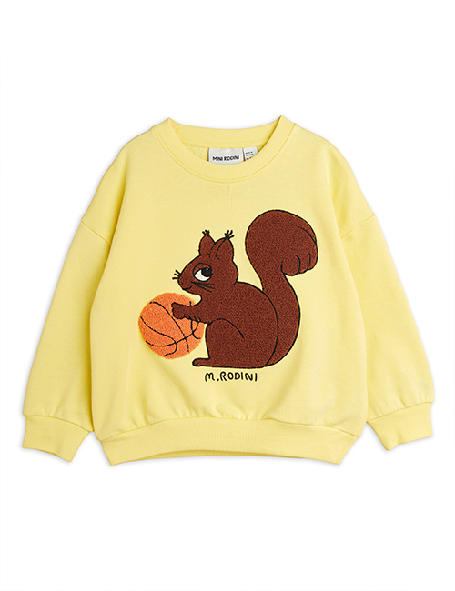 [MINI RODINI]Squirrel chenille emb sweatshirt _ Yellow [80/86, 104/110, 116/122, 128/134]