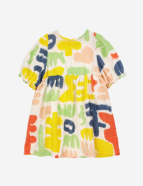 [BOBO CHOSES]Carnival all over puffed sleeve woven dress [4-5Y]