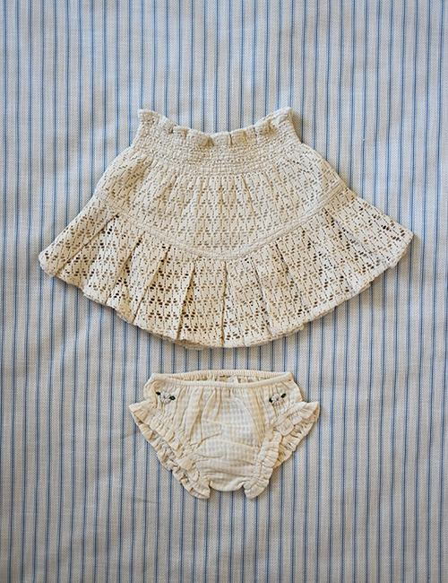 [BONJOUR DIARY] SET - PLEATED SKIRT &amp; PANTY _ Natural lace fabric  [2-3Y, 4Y, 6Y, 8Y]