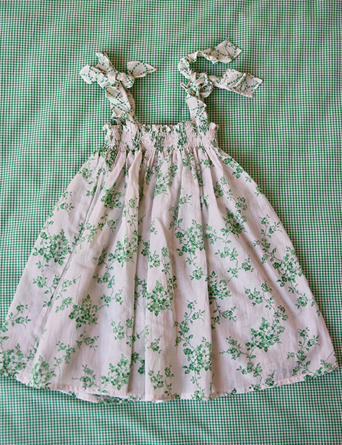 [Bonjour Diary] Long skirt / dress _ Green flower print cotton/viscose