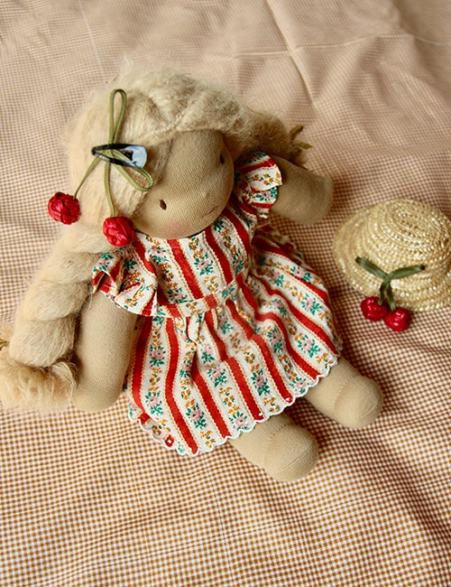 [Bonjour Diary] Reina Doll Dress with Embroidery &amp; Panty in Red, Blue Flower