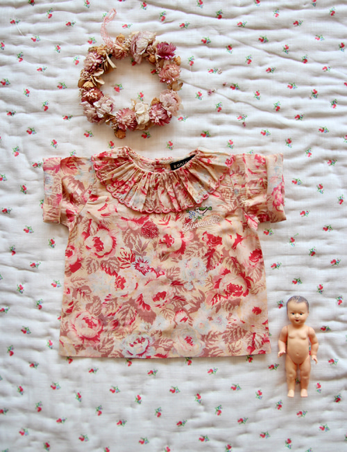 [BONJOUR DIARY] Baby blouse with embroidery _ Big flower print