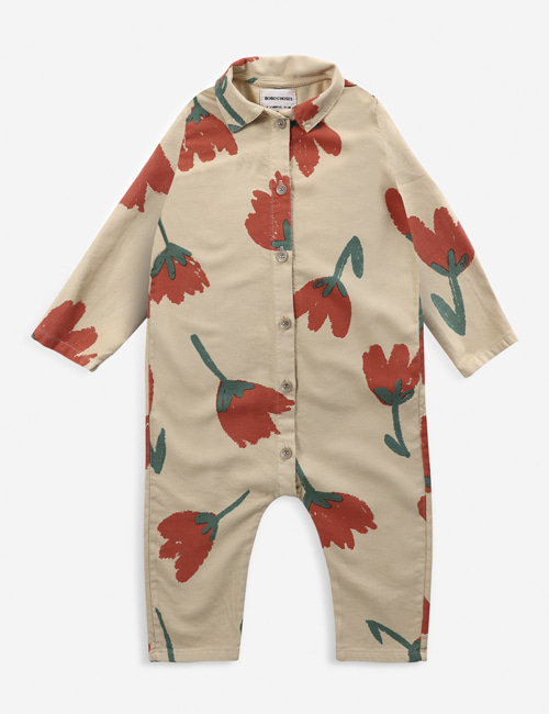 [BOBO CHOSES]  Big Flowers woven overall[18-24m]