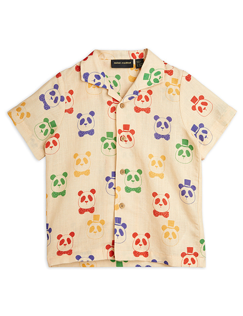 [MINI RODINI]  Panda woven ss shirt _ Beige[92/98]